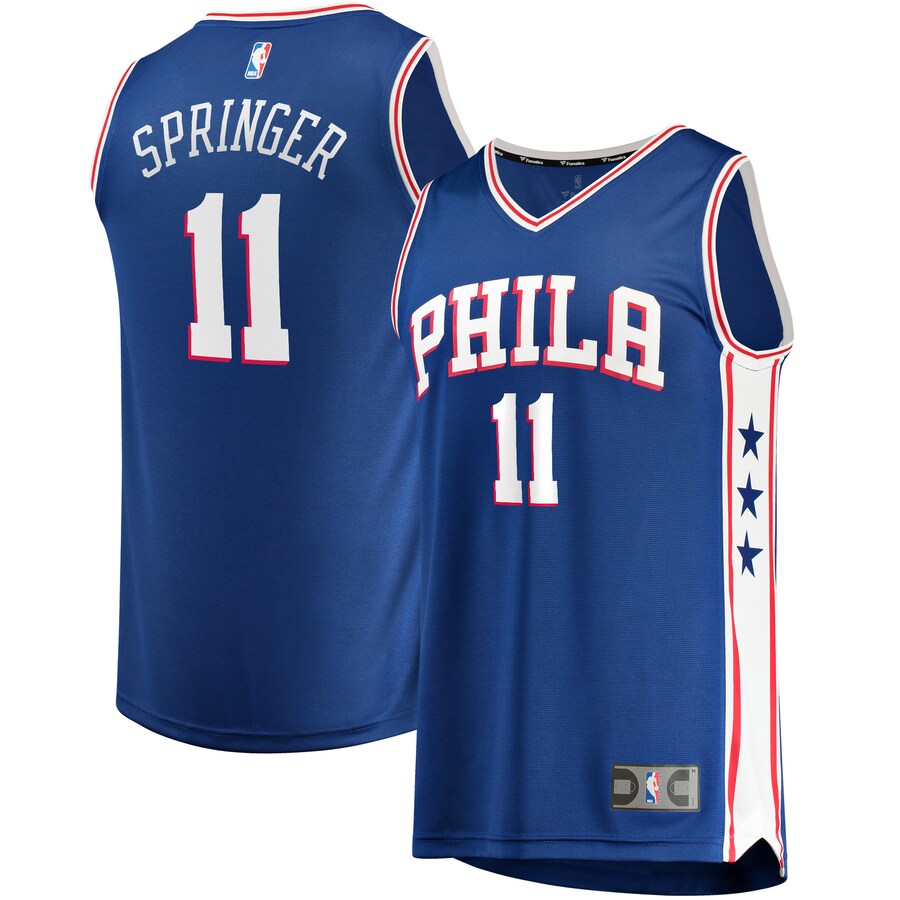 Men's Philadelphia 76ers Jaden Springer Fanatics Royal Fast Break Replica Jersey - Icon Edition - Jersey