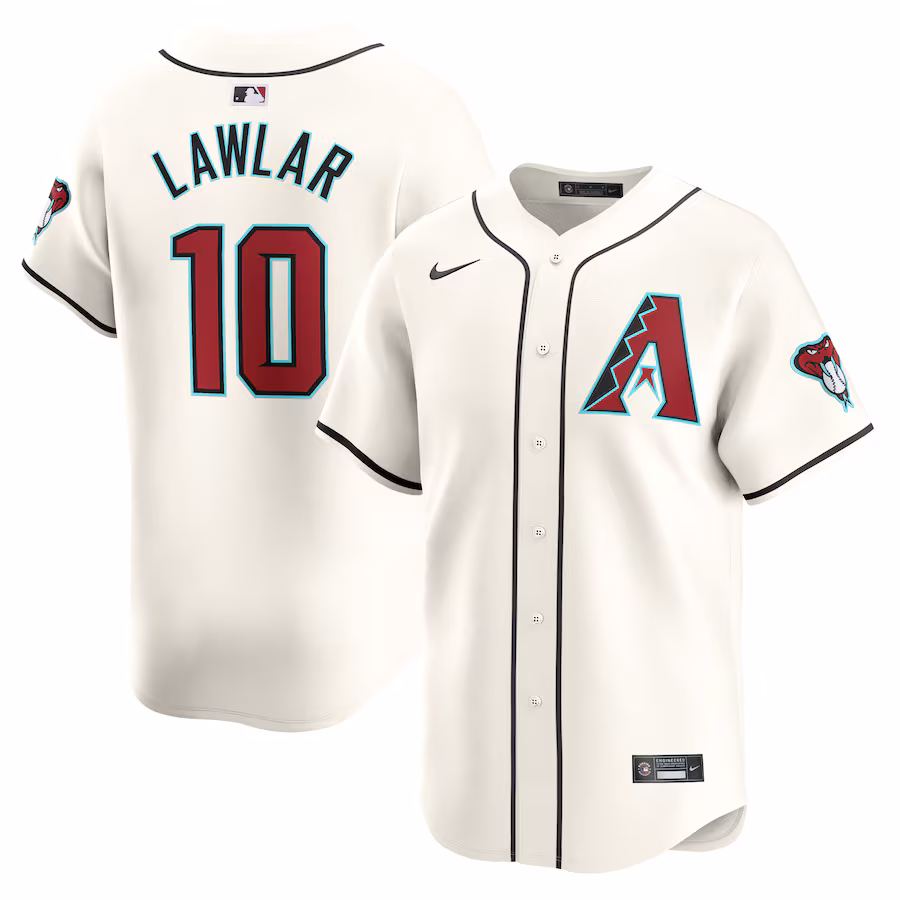 Men's Arizona Diamondbacks Jordan Lawlar Nike White Home Limited Player Jersey - Jersey