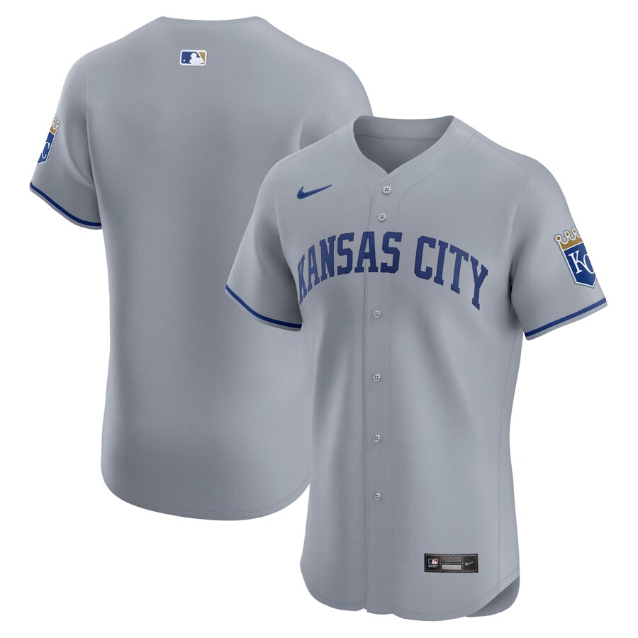 Men's Kansas City Royals  Nike Gray Road Vapor Premier Elite Patch Jersey - Jersey