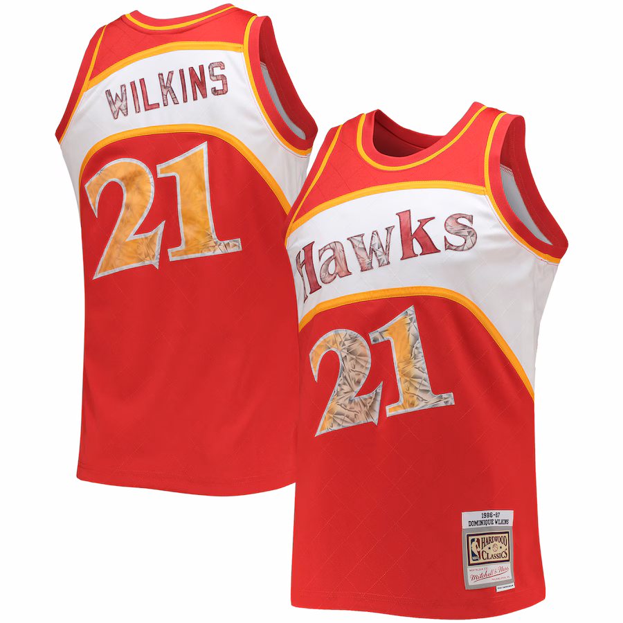 Men's Atlanta Hawks Dominique Wilkins Mitchell & Ness Red 1986/87 Hardwood Classics NBA 75th Anniversary Diamond Swingman Jersey - Jersey