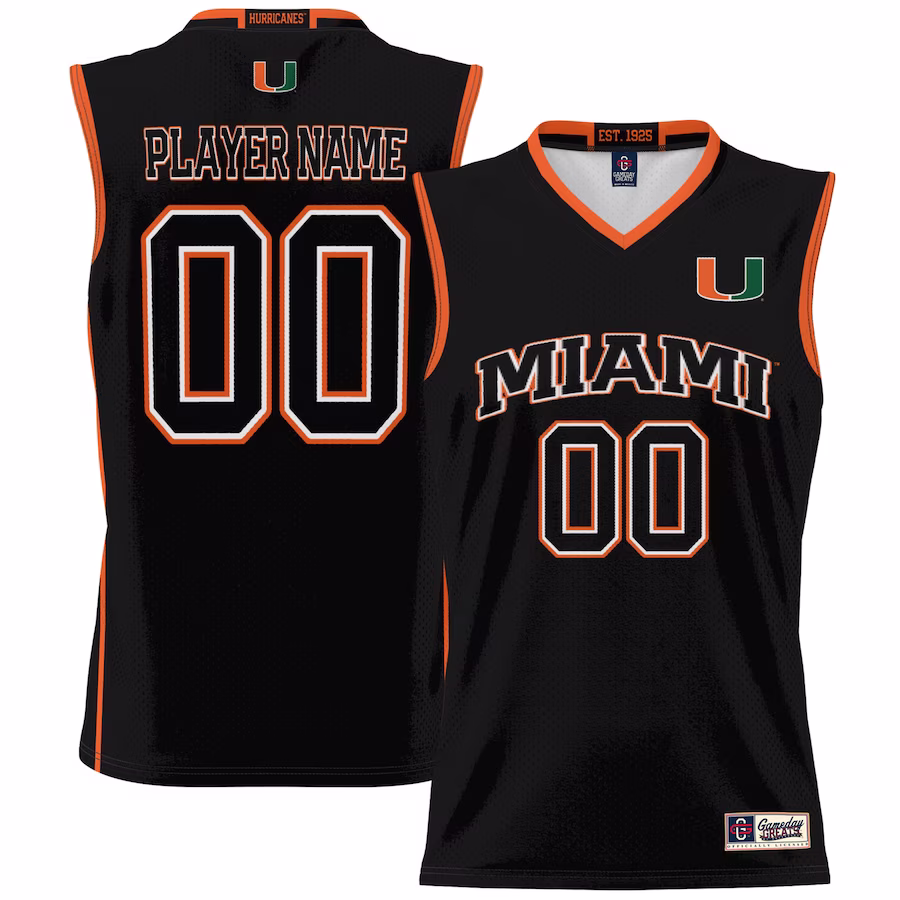 Miami Hurricanes GameDay Greats Youth NIL Pick-A-Player Lightweight Basketball Jersey - Black - Jersey