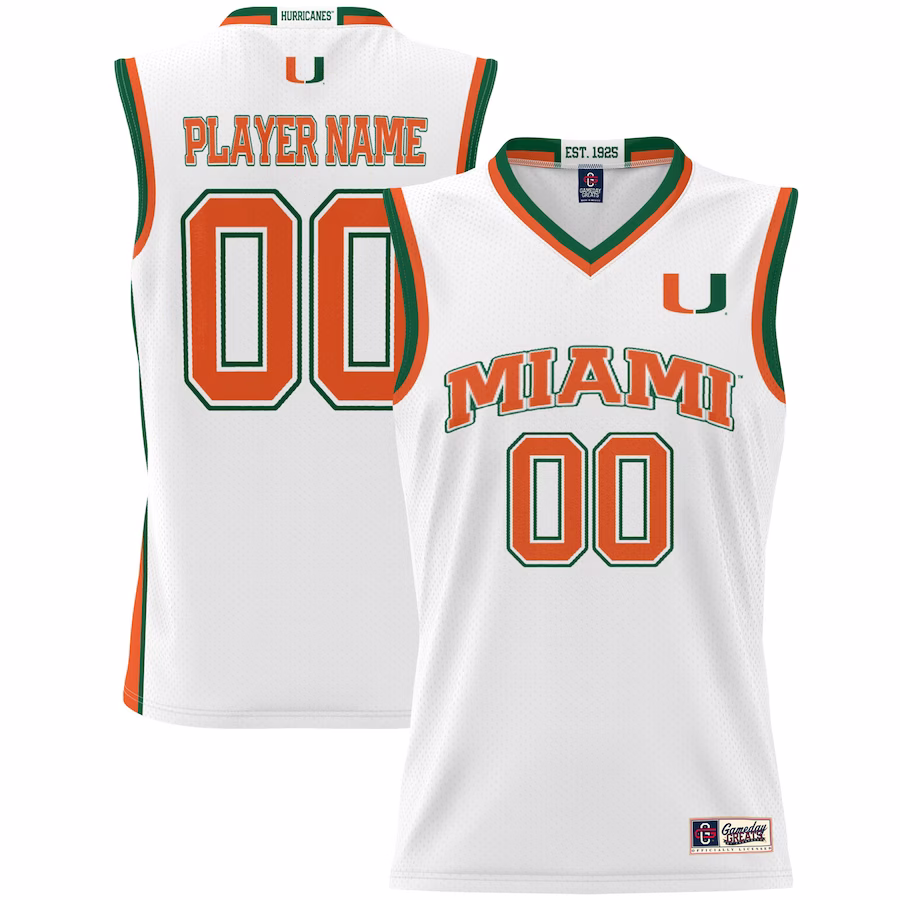 Miami Hurricanes GameDay Greats Youth NIL Pick-A-Player Lightweight Women's Basketball Jersey - White - Jersey