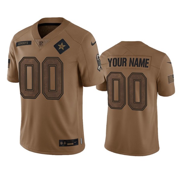 Men's Dallas Cowboys Active Player Custom 2023 Brown Salute To Service Limited Football Stitched Jersey - Jersey