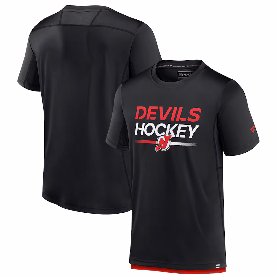 Men's New Jersey Devils Fanatics Black Authentic Pro Tech T-Shirt - Jersey