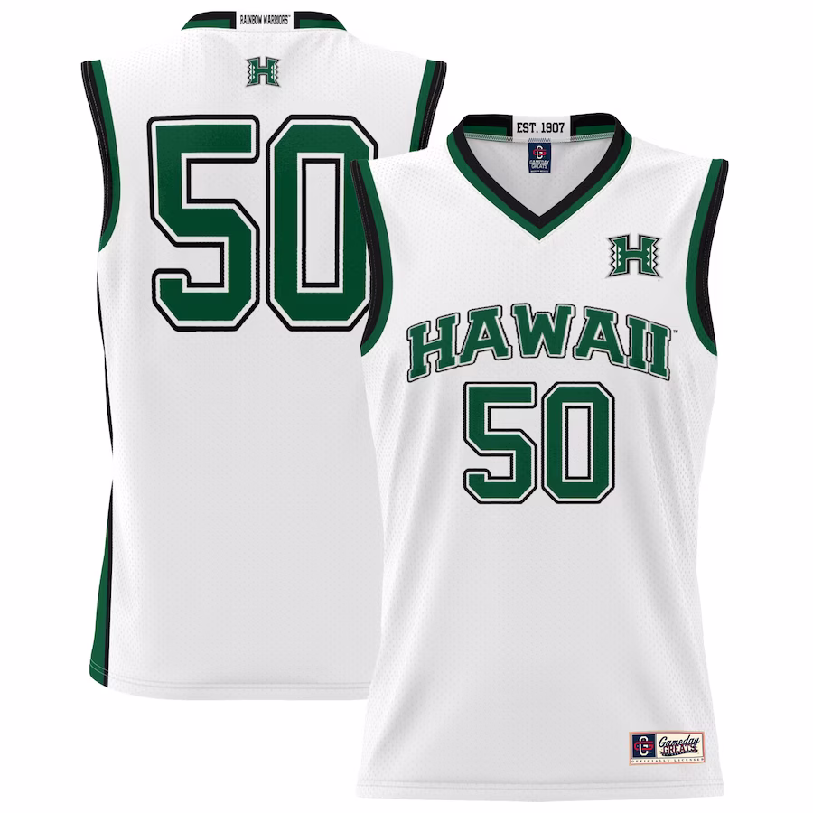#50 Hawaii Rainbow Warriors GameDay Greats Unisex Lightweight Basketball Jersey - White - Jersey