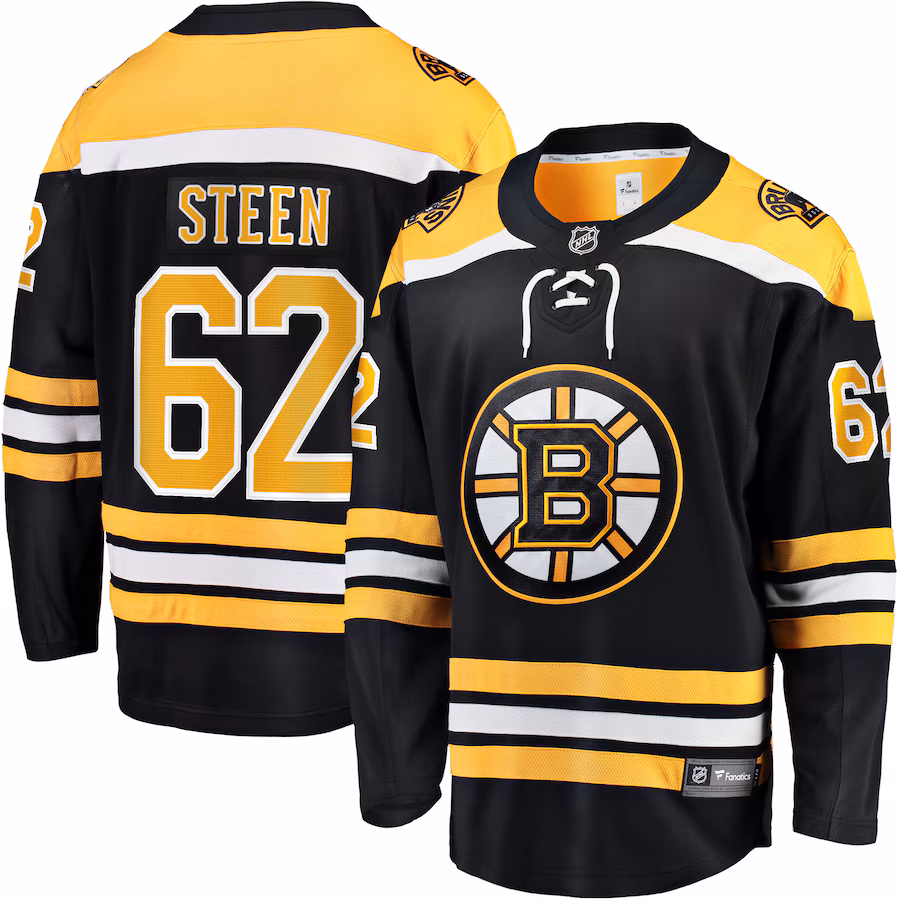 Men's Boston Bruins Oskar Steen Fanatics Black Home Breakaway Player Jersey - Jersey