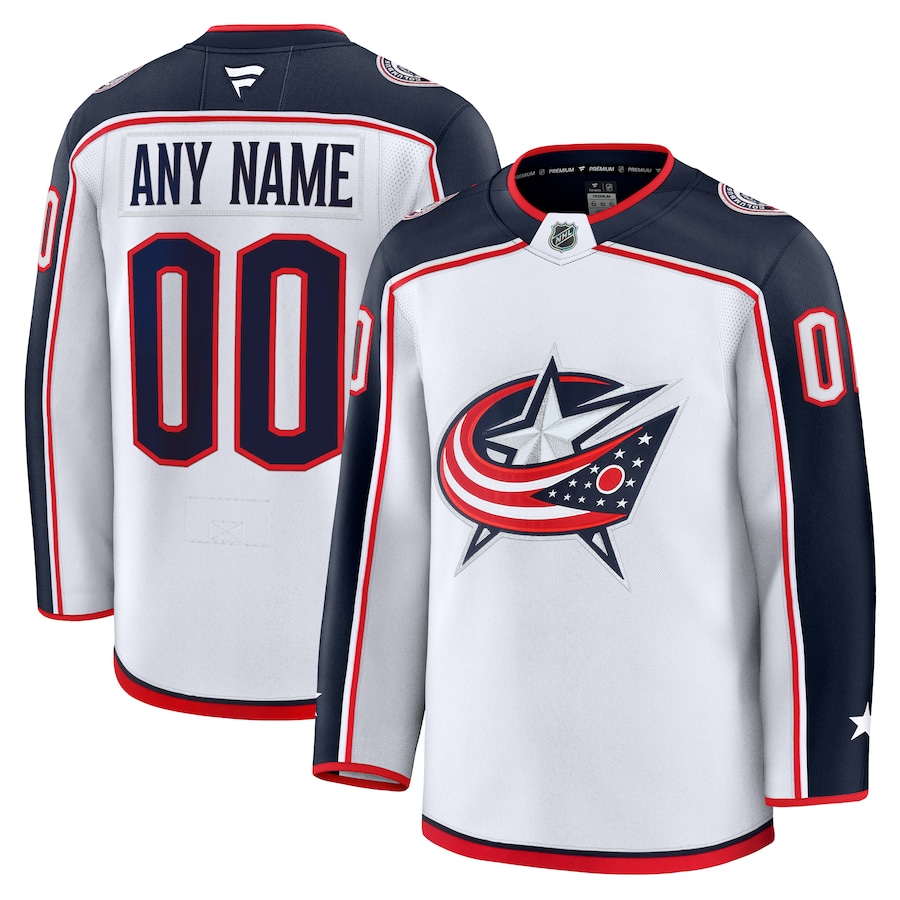 Men's Columbus Blue Jackets Fanatics White Away Premium Custom Jersey - Jersey