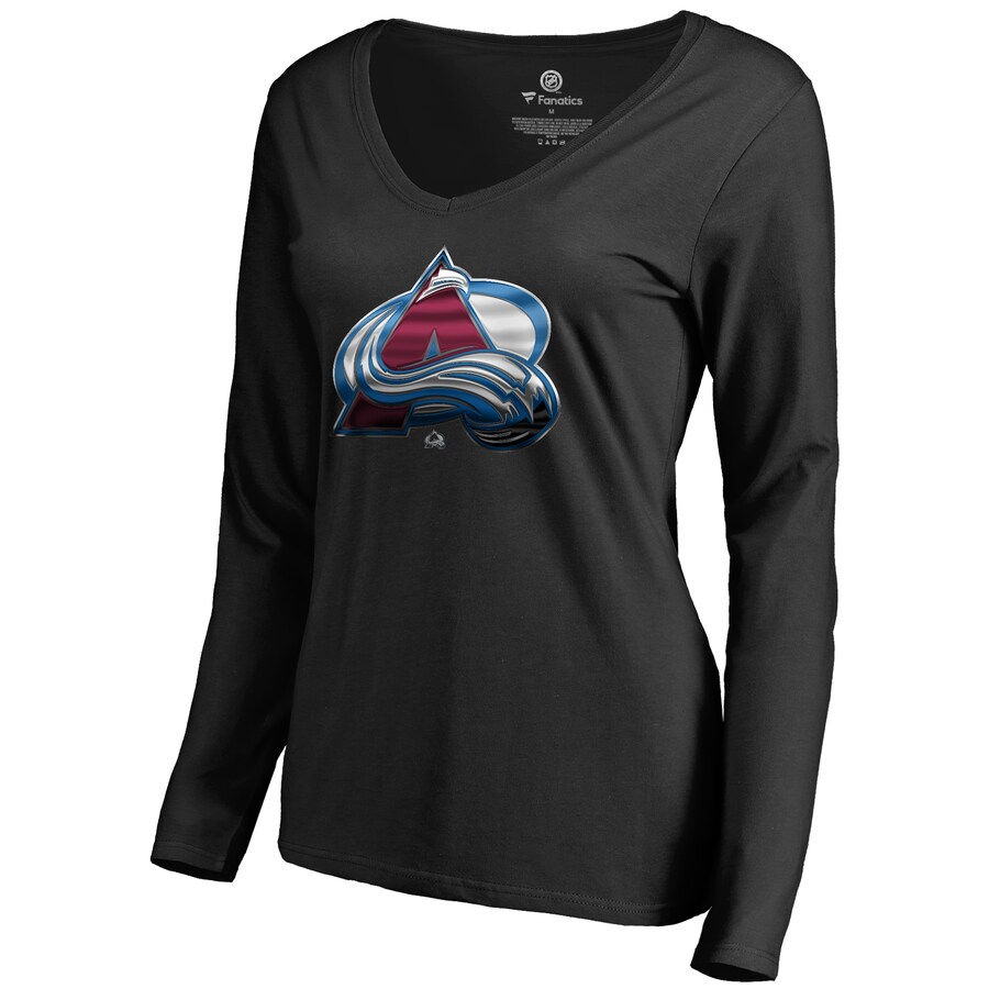 Women's Colorado Avalanche Black Midnight Mascot Long Sleeve V-Neck T-Shirt - Jersey