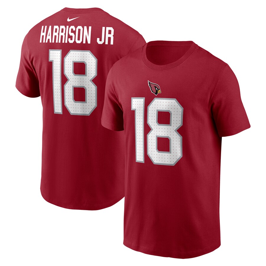 Men's Arizona Cardinals Marvin Harrison Jr. Nike Cardinal  Name & Number T-Shirt - Jersey