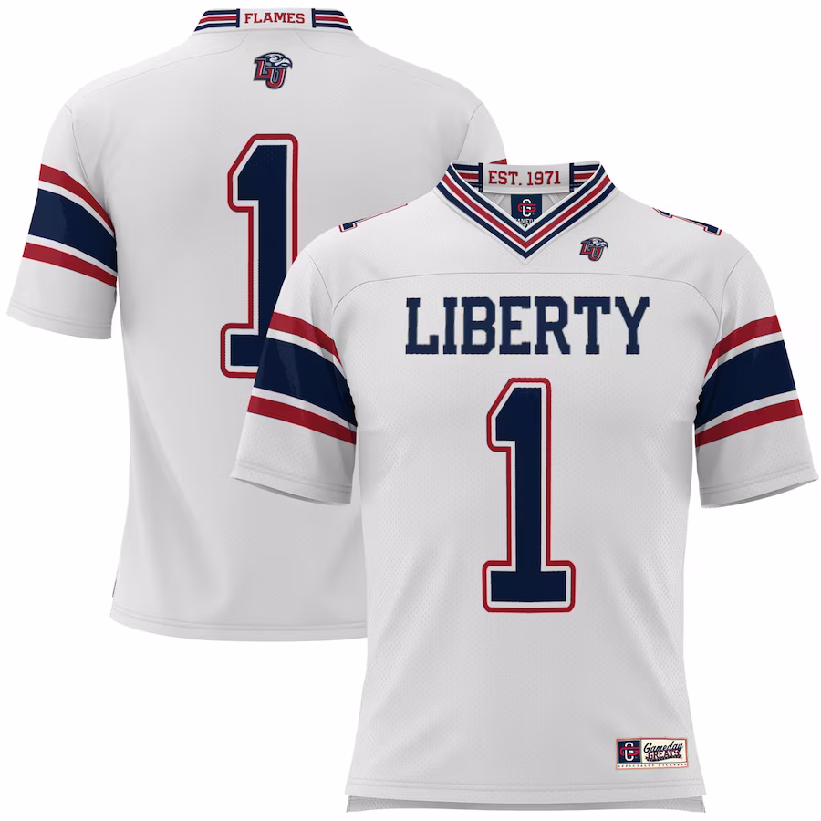 #1 Liberty Flames GameDay Greats Youth Football Jersey - White - Jersey
