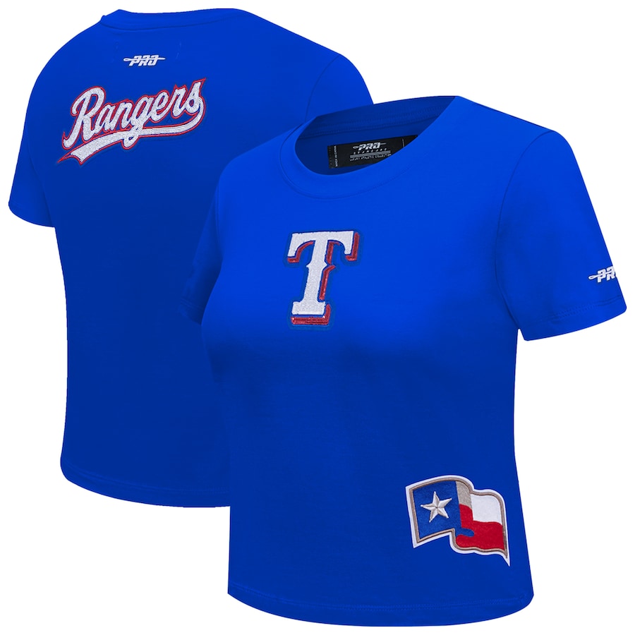 Women's Texas Rangers Pro Standard Royal Game Day Classics Baby Doll Cropped T-Shirt - Jersey
