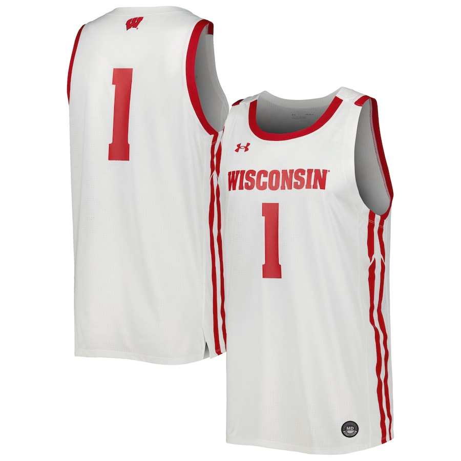 Men's Under Armour White Wisconsin Badgers Replica Basketball Jersey - Jersey