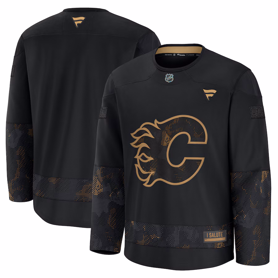 Men's Calgary Flames Fanatics Black 2024 Military Appreciation Practice Jersey - Jersey