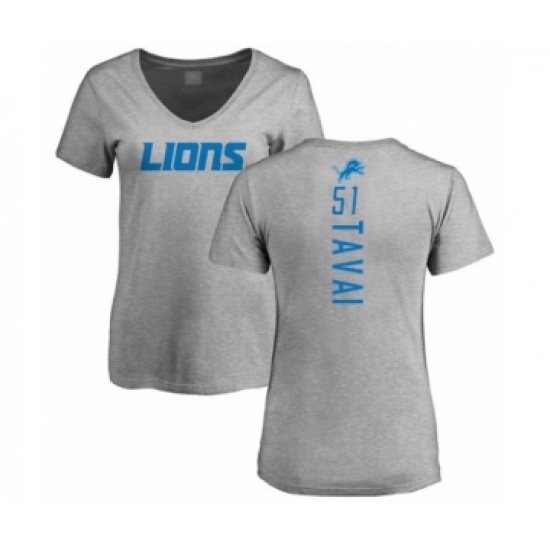 Football Women's Detroit Lions #51 Jahlani Tavai Ash Backer T-Shirt - Jersey