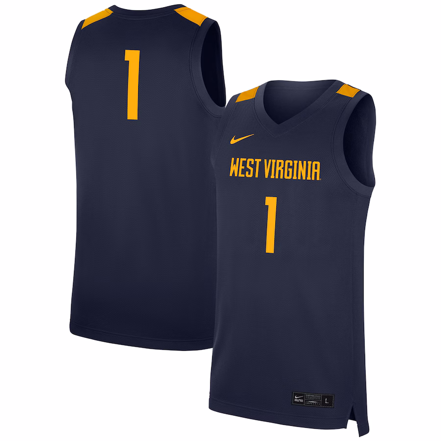 Men's Nike #1 Navy West Virginia Mountaineers Replica Jersey - Jersey