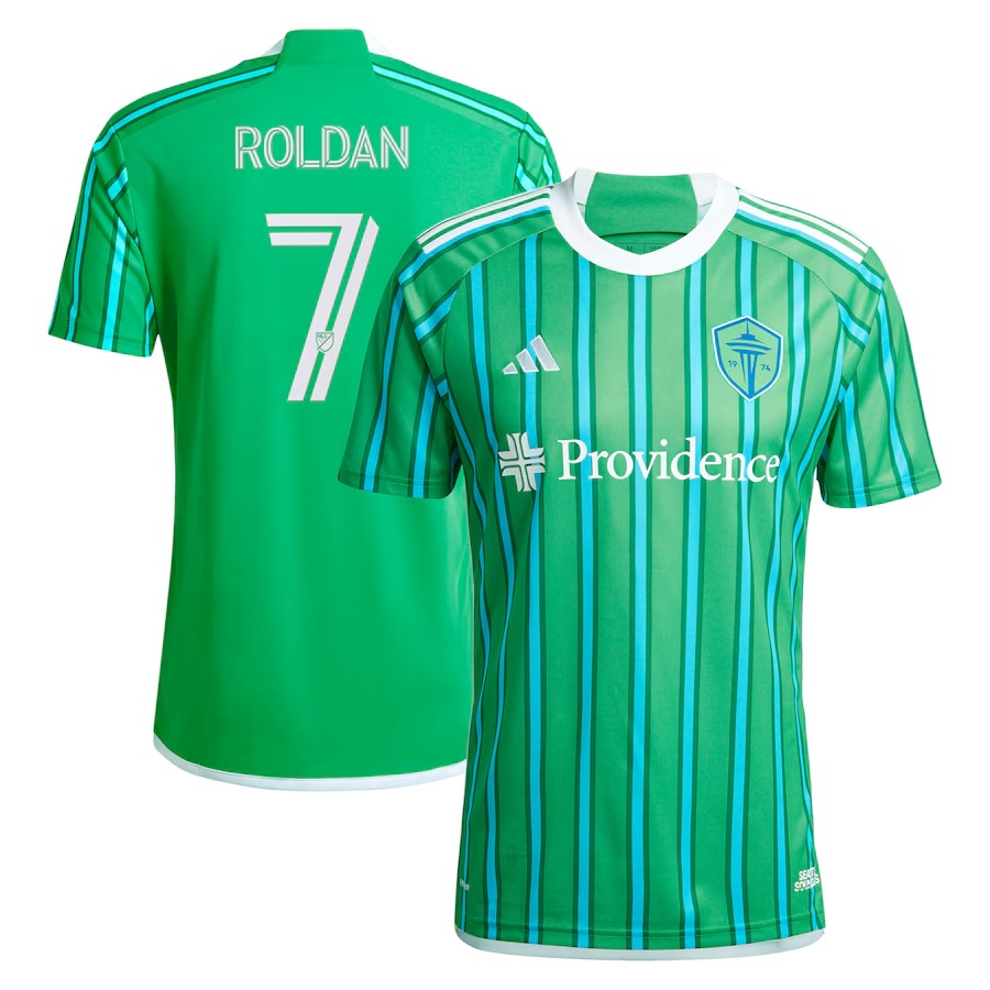 Men's Seattle Sounders FC Cristian Roldan adidas Green 2024 The Anniversary Kit Replica Player Jersey - Jersey