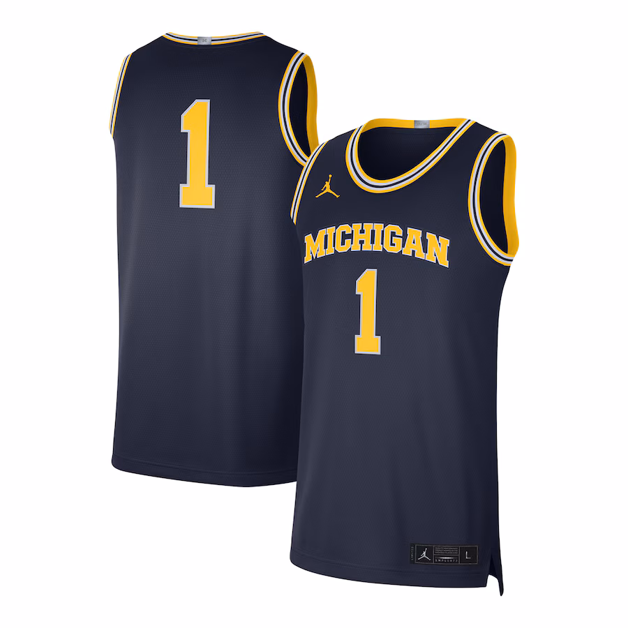 Men's Jordan Brand #1 Navy Michigan Wolverines Limited Authentic Jersey - Jersey