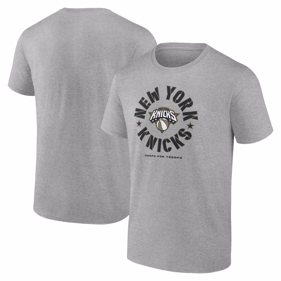 Men's New York Knicks Heather Gray Hoops for Troops T-Shirt - Jersey