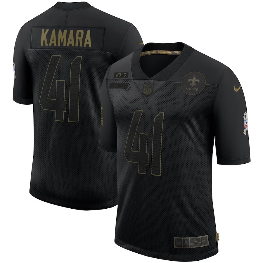 Men's New Orleans Saints Alvin Kamara Nike Black 2020 Salute To Service Limited Jersey - Jersey