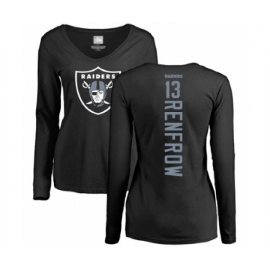 Football Women's Oakland Raiders #13 Hunter Renfrow Black Backer Long Sleeve T-Shirt - Jersey