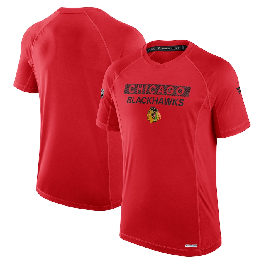 Men's Chicago Blackhawks Fanatics Red Authentic Pro Rink Tech T-Shirt - Jersey