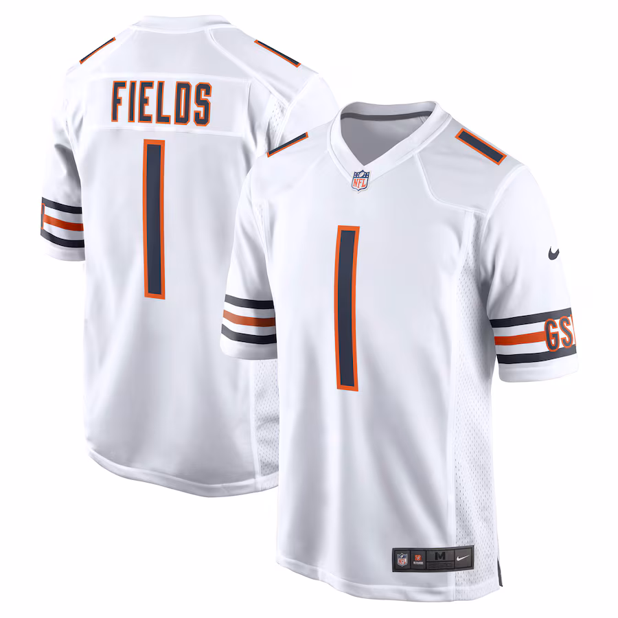 Men's Chicago Bears Justin Fields Nike White Game Jersey - Jersey