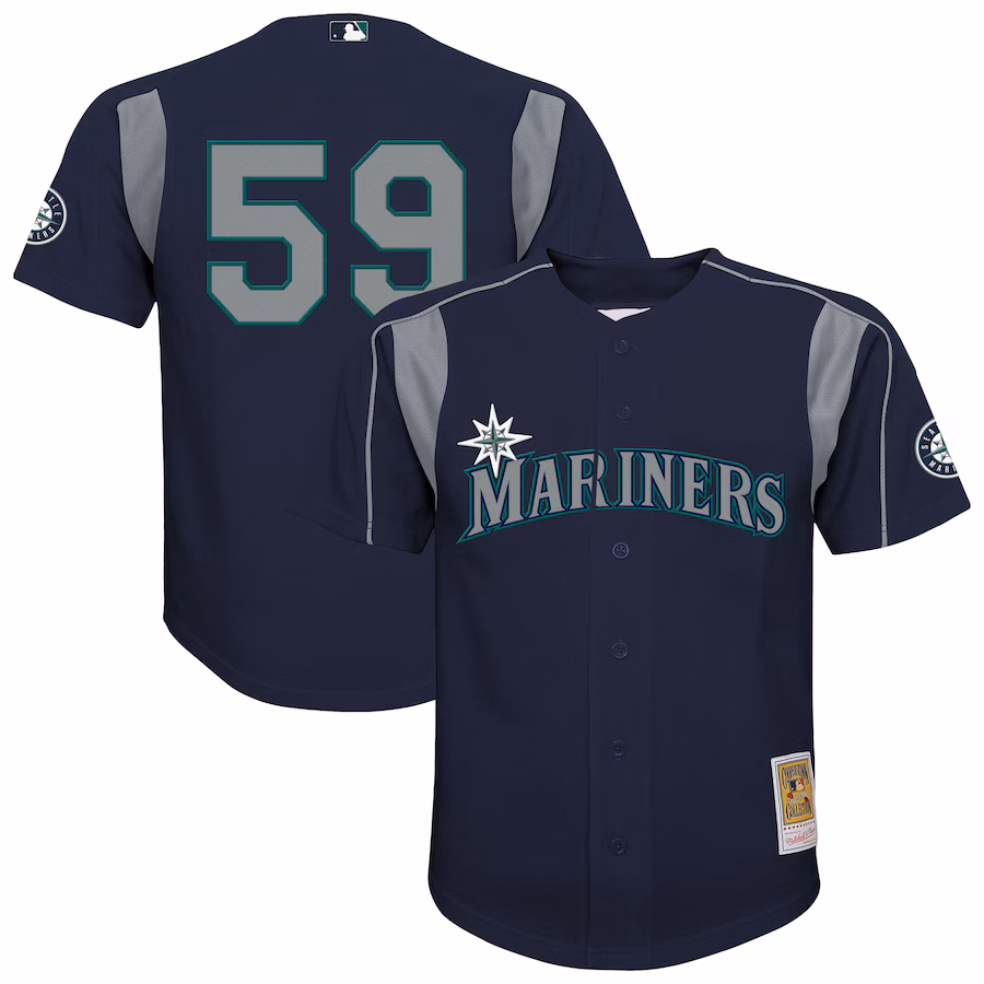 Youth Seattle Mariners Felix Hernandez Mitchell & Ness Navy Mesh Batting Practice Jersey - Jersey