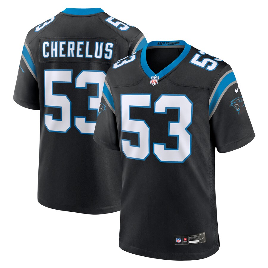 Men's Carolina Panthers Claudin Cherelus Nike  Black Team Game Jersey - Jersey