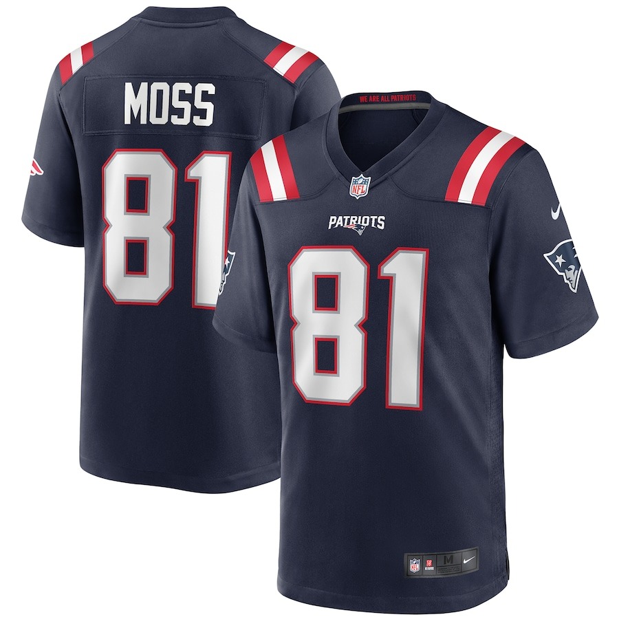 Men's New England Patriots Randy Moss Nike Navy Game Retired Player Jersey - Jersey
