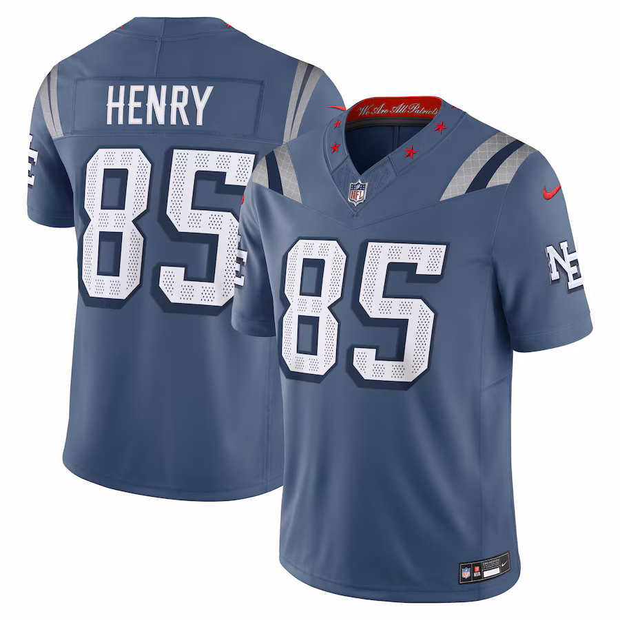 Men's New England Patriots Hunter Henry Nike Storm Blue 2025 Rivalries Collection Limited Jersey - Jersey
