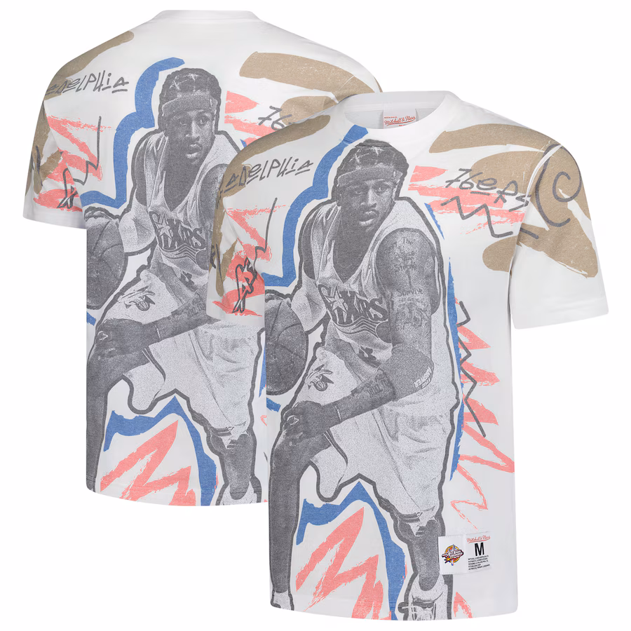 Men's 2000 NBA All-Star Game Allen Iverson Mitchell & Ness White Showstopper T-Shirt - Jersey