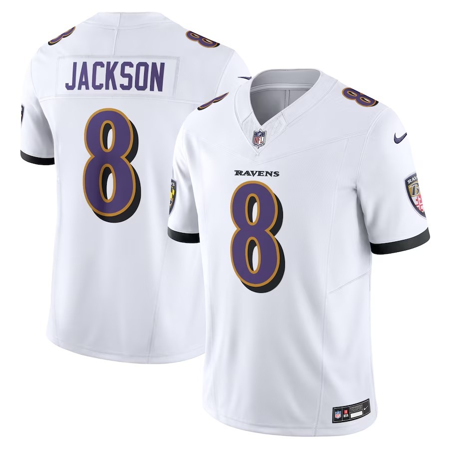 Men's Baltimore Ravens Lamar Jackson Nike White Vapor F.U.S.E. Limited Jersey - Jersey