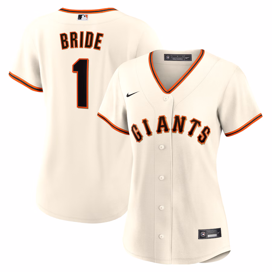 Women's San Francisco Giants Nike White #1 Bride Home Replica Jersey - Jersey