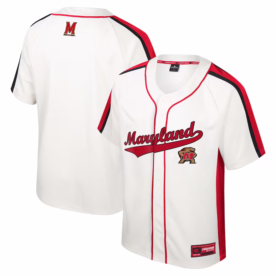 Maryland Terrapins Colosseum Ruth Button-Up Baseball Jersey - Cream - Jersey
