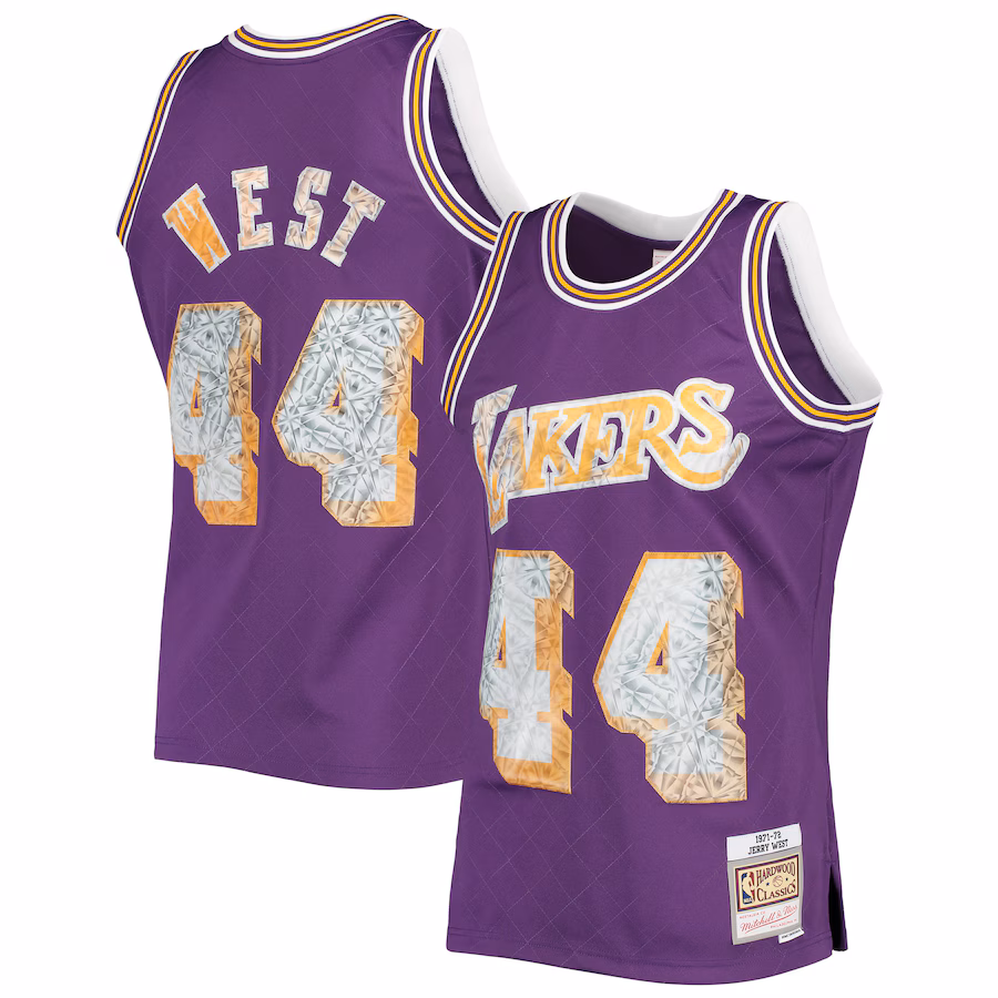 Men's Los Angeles Lakers Jerry West Mitchell & Ness Purple 1971/72 Hardwood Classics NBA 75th Anniversary Diamond Swingman Jersey - Jersey