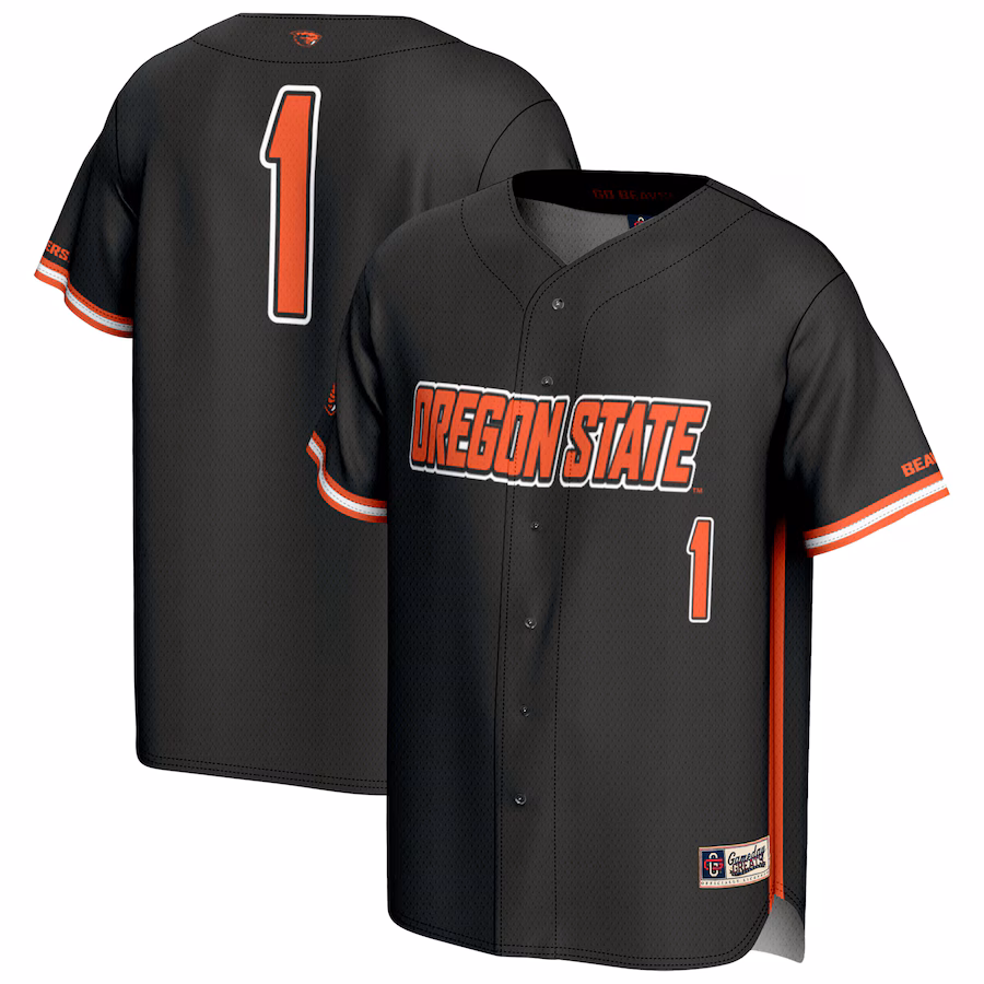 Men's GameDay Greats #1 Black Oregon State Beavers Lightweight Baseball Fashion Jersey - Jersey