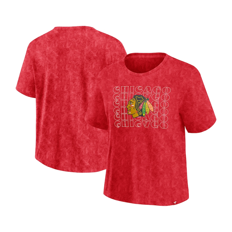 Women's Chicago Blackhawks Fanatics Red Faded Wash T-Shirt - Jersey