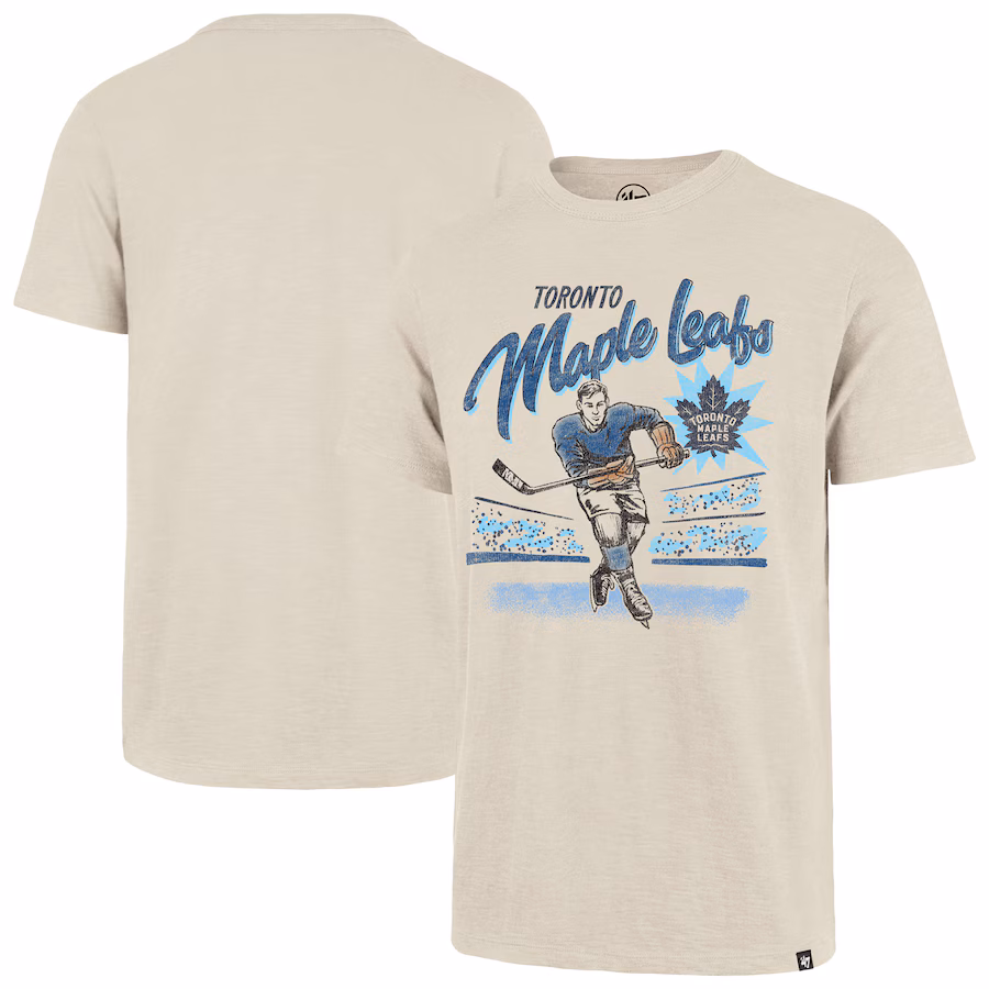 Men's Toronto Maple Leafs '47 Natural Hockey Player Golden Age Scrum T-Shirt - Jersey