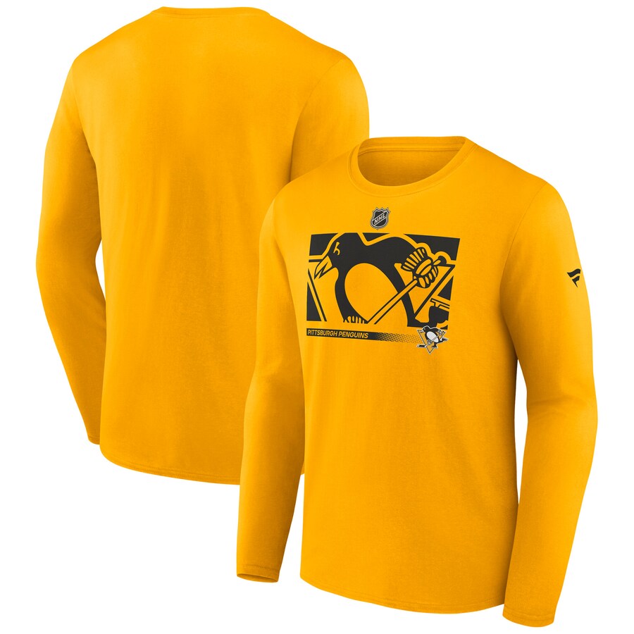 Men's Pittsburgh Penguins Fanatics Gold Authentic Pro Core Collection Secondary Long Sleeve T-Shirt - Jersey