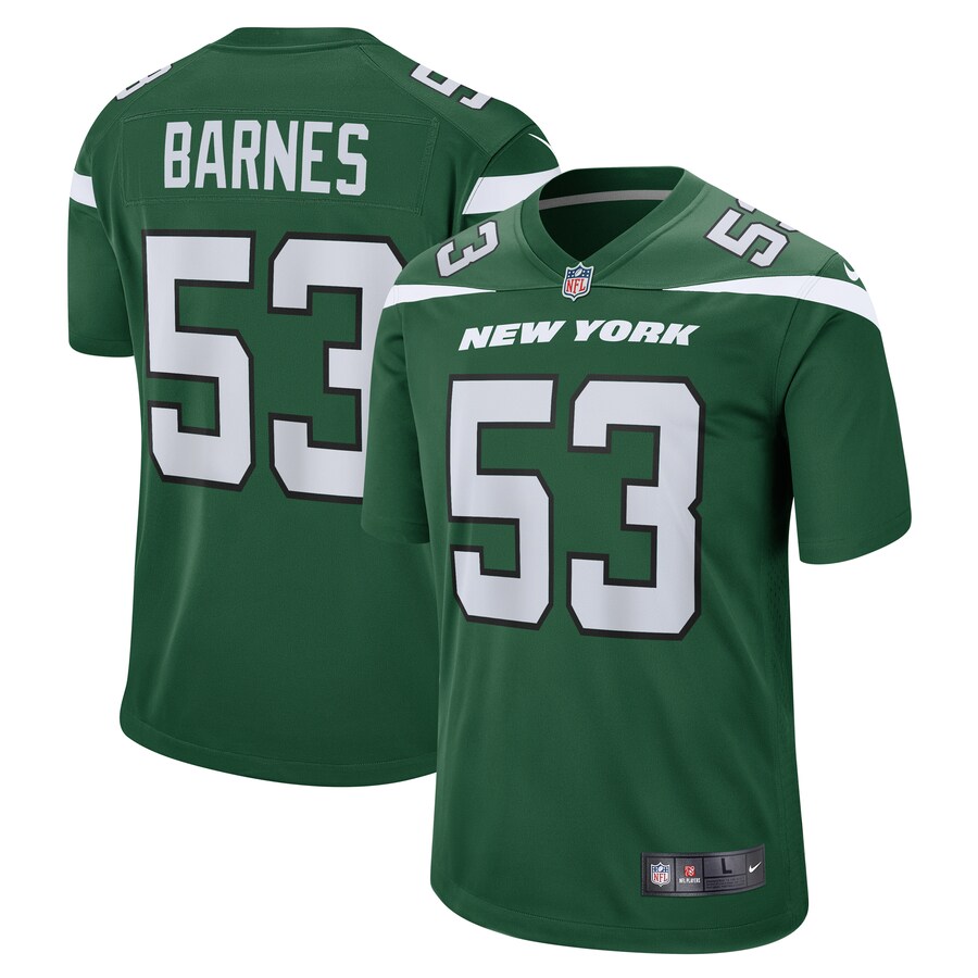 Men's New York Jets Zaire Barnes Nike Gotham Green  Game Jersey - Jersey
