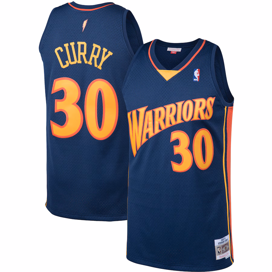 Men's Golden State Warriors Stephen Curry Mitchell & Ness Navy 2009/10 Big & Tall Hardwood Classics Swingman Jersey - Jersey
