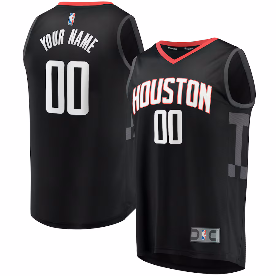 Men's Houston Rockets Fanatics Black Fast Break Replica Custom Jersey - Statement Edition - Jersey