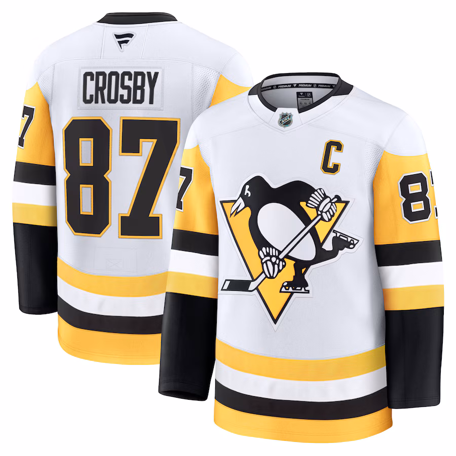 Men's Pittsburgh Penguins Sidney Crosby Fanatics White Away Premium Jersey - Jersey