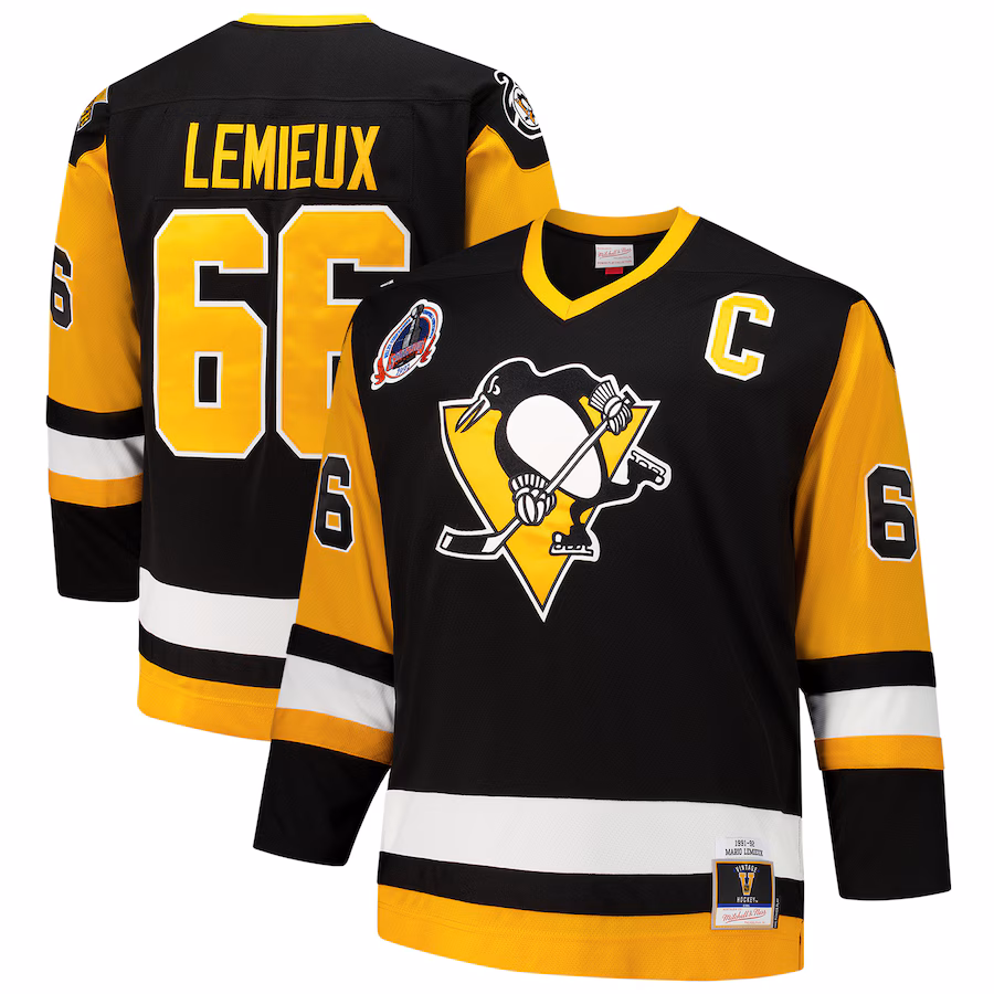 Men's Pittsburgh Penguins Mario Lemieux Mitchell & Ness Black Big & Tall 1991/92 Blue Line 2.0 Jersey - Jersey