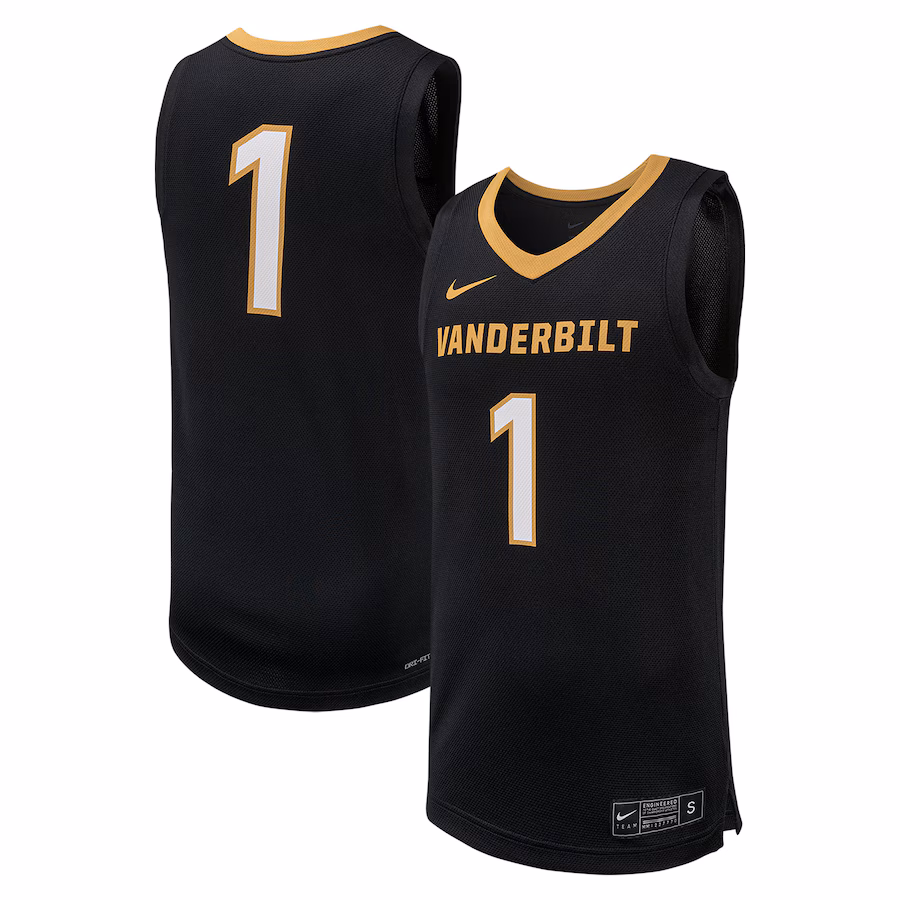 Men's Nike #1 Black Vanderbilt Commodores Replica Basketball Jersey - Jersey