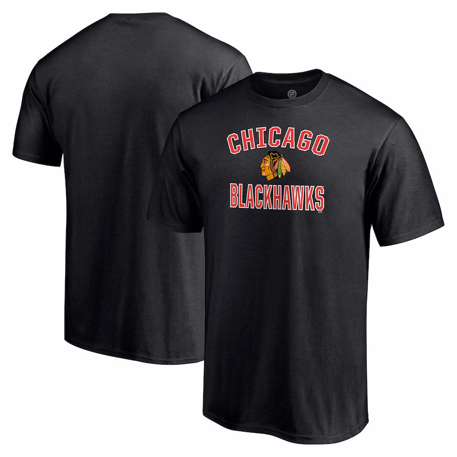 Men's Chicago Blackhawks Black Victory Arch Team T-Shirt - Jersey