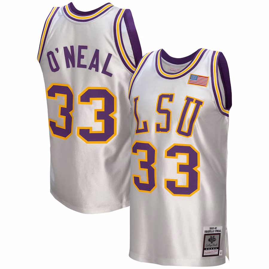 Men's Mitchell & Ness Shaquille O'Neal White LSU Tigers College Vault 1990/91 Authentic Jersey - Jersey