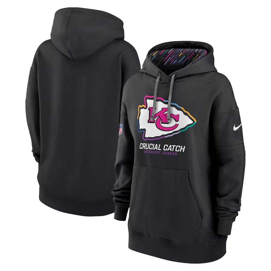 Women's Kansas City Chiefs  Nike Black 2024 NFL Crucial Catch Club Pullover Hoodie - Jersey
