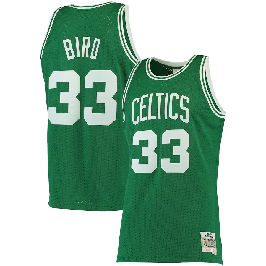 Men's Boston Celtics Larry Bird Mitchell & Ness Kelly Green 1985/86 Big & Tall Hardwood Classics Swingman Jersey - Jersey