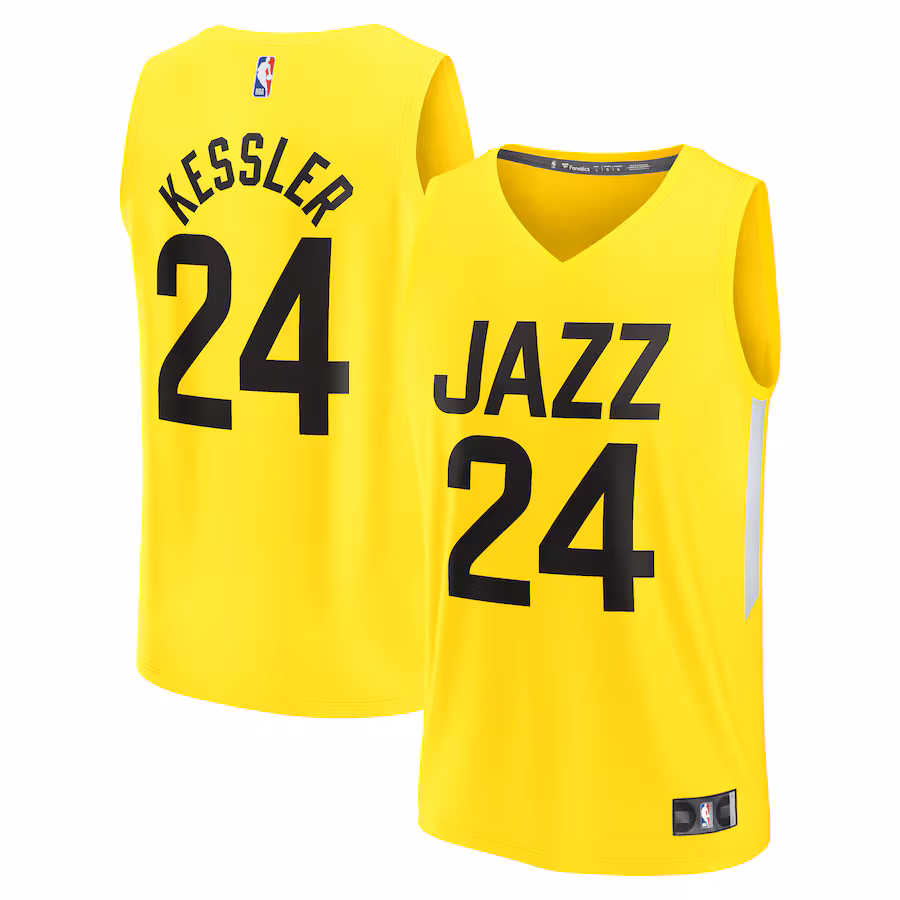 Youth Utah Jazz Walker Kessler Fanatics Yellow Fast Break Player Jersey - Icon Edition - Jersey